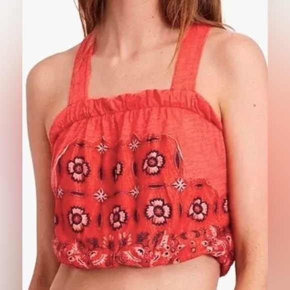 Free People Love Life Bubble Top Red - Picture 1 of 4